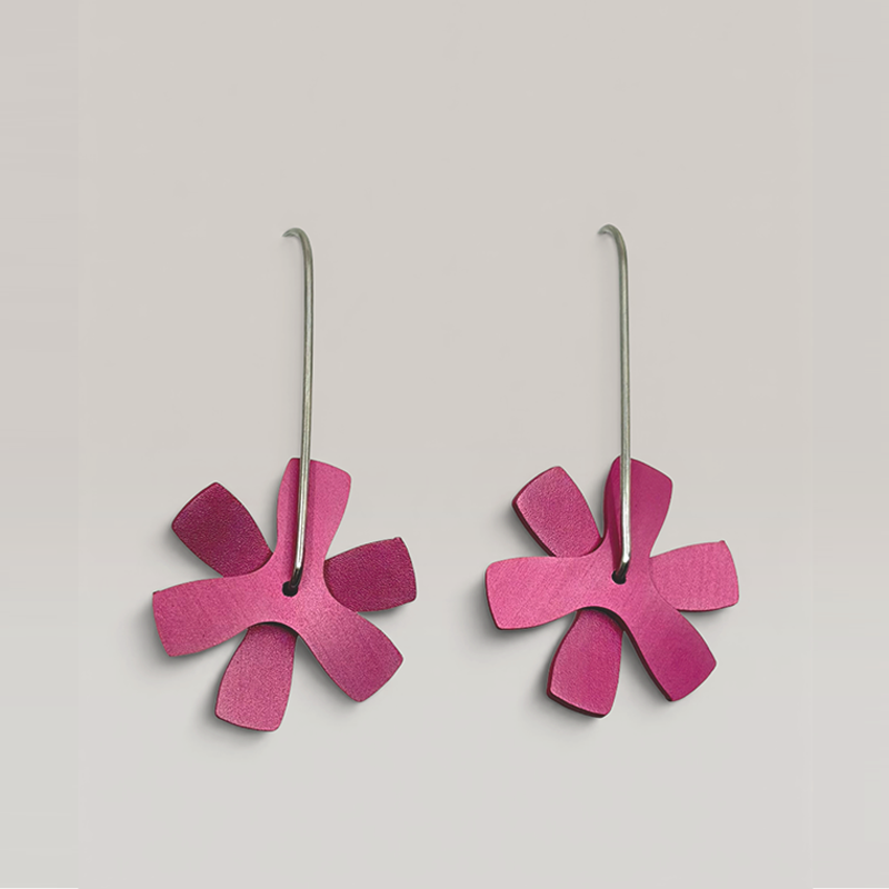 The Propellor Flat Earrings in Pink