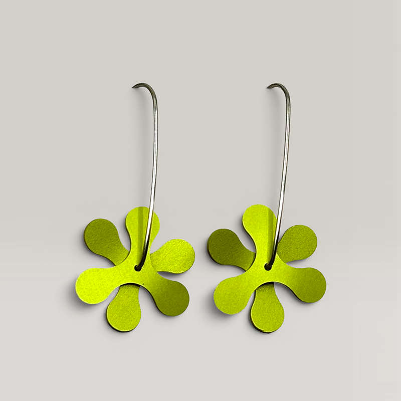 The Propellor Curve Earrings in Lime
