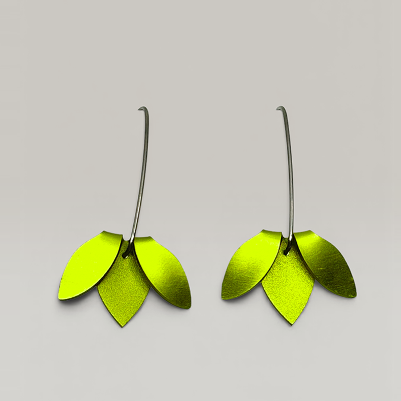 The Flip Point Earrings in Lime
