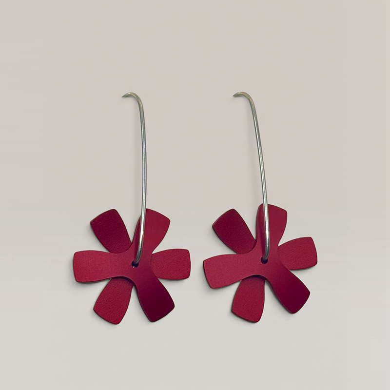 The Propellor Flat Earrings in Bordeaux