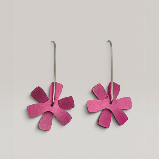 The Propellor Flat Earrings in Pink