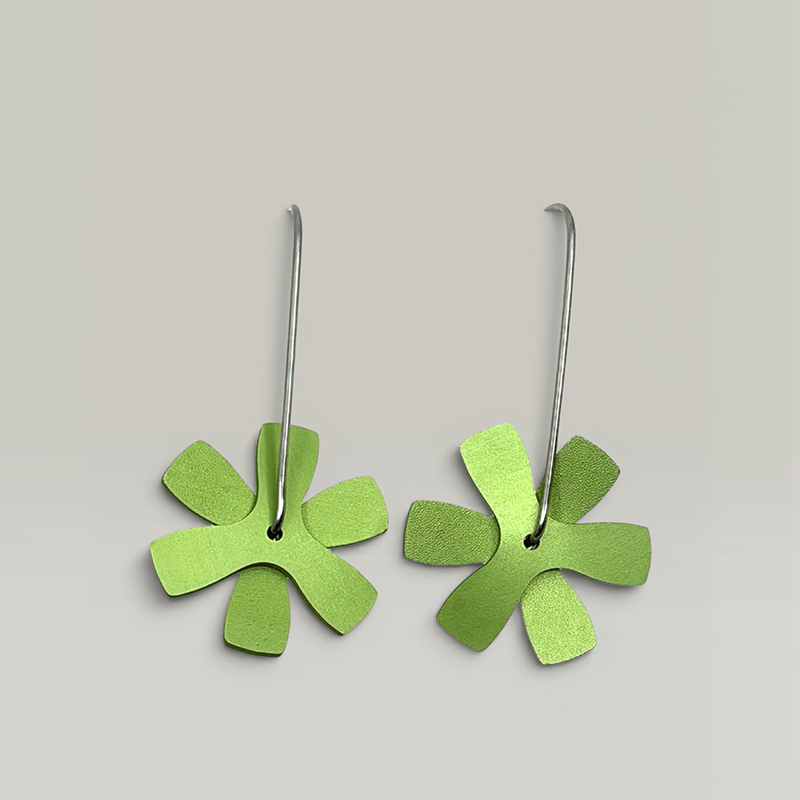 The Propellor Flat Earrings in Lime