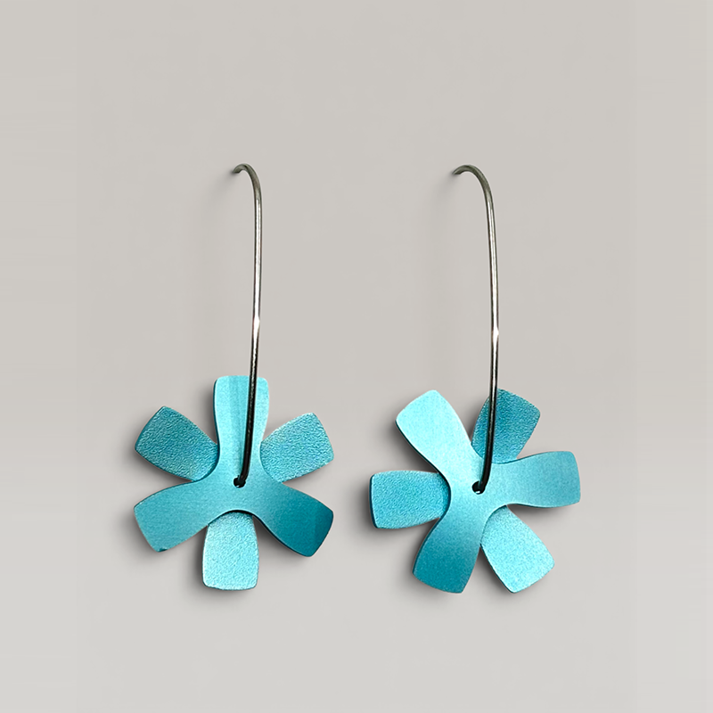 The Propellor Flat Earrings in Aqua