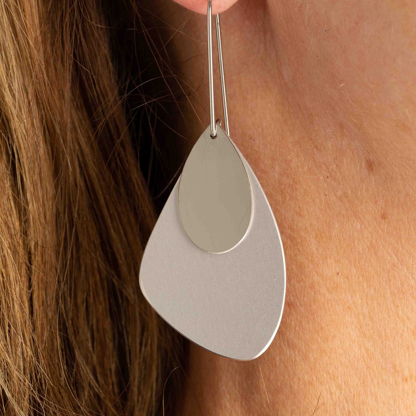 The Droplet Earring Angle in Silver with Stainless Steel