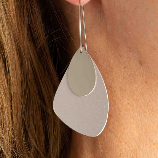 The Droplet Earring Angle in Silver with Stainless Steel
